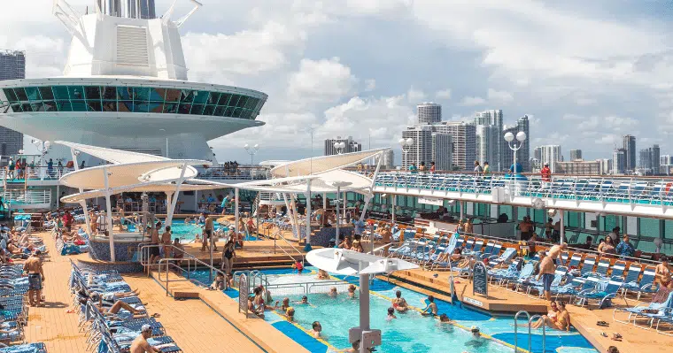 A large pool on a cruise ship